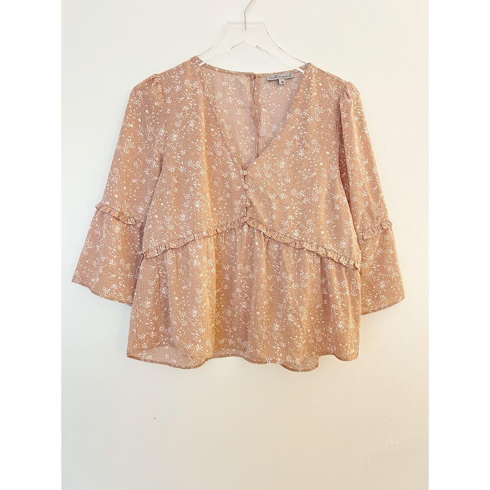 Wishlist Mauve Blush Ruffle Peplum Blouse Size Medium